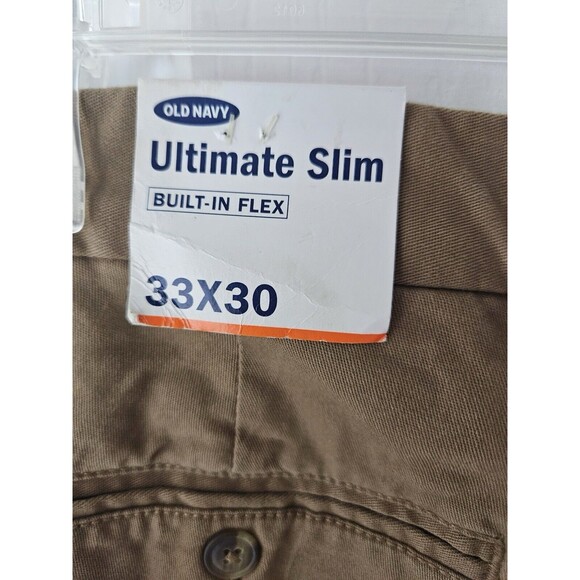 NWT Old Navy Ultimate Slim Chino Pants Men's 33x30 Brown Built-in Flex Stretch - Picture 4 of 7